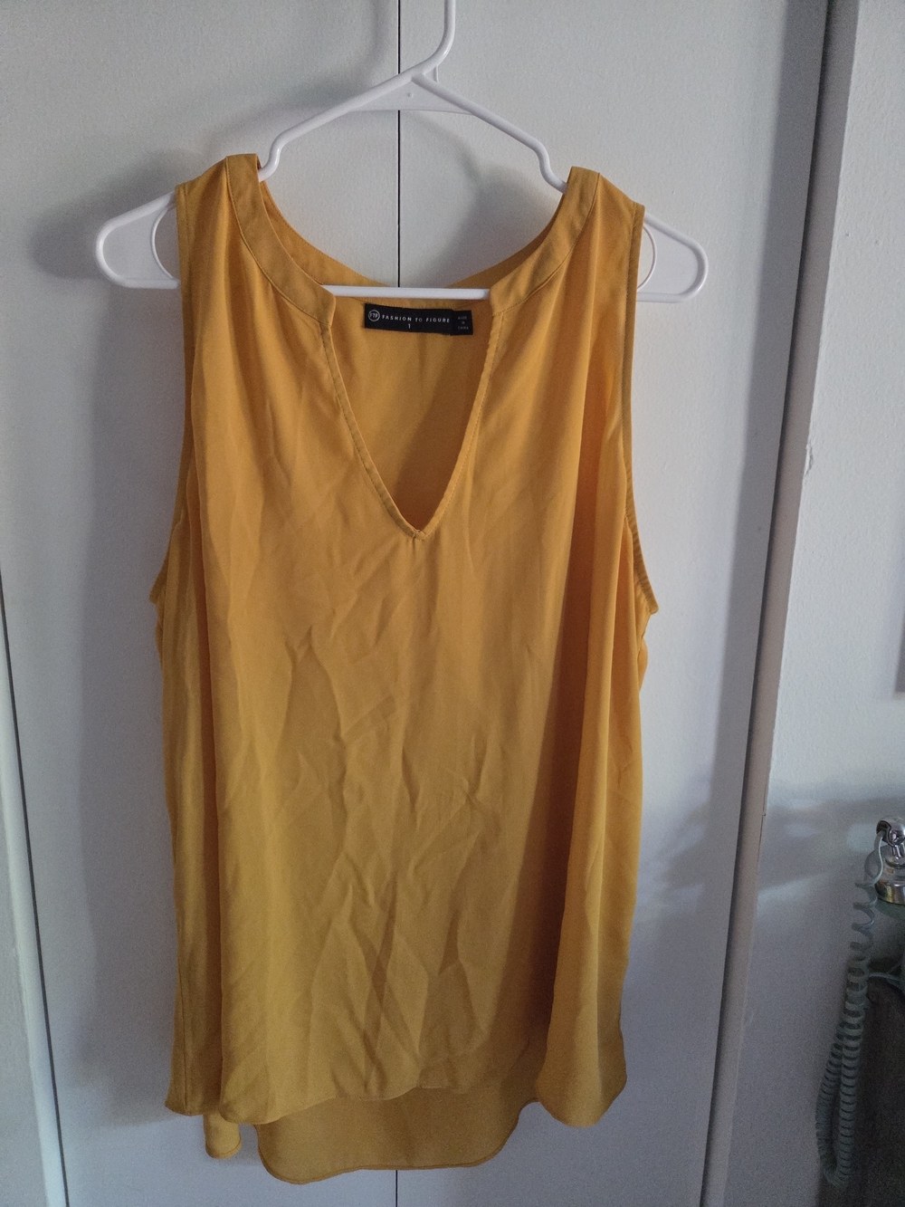 Yellow Plus-Size V-Neck Sleeveless Blouse